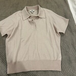 COS short sleeve collared sweater light pink - small